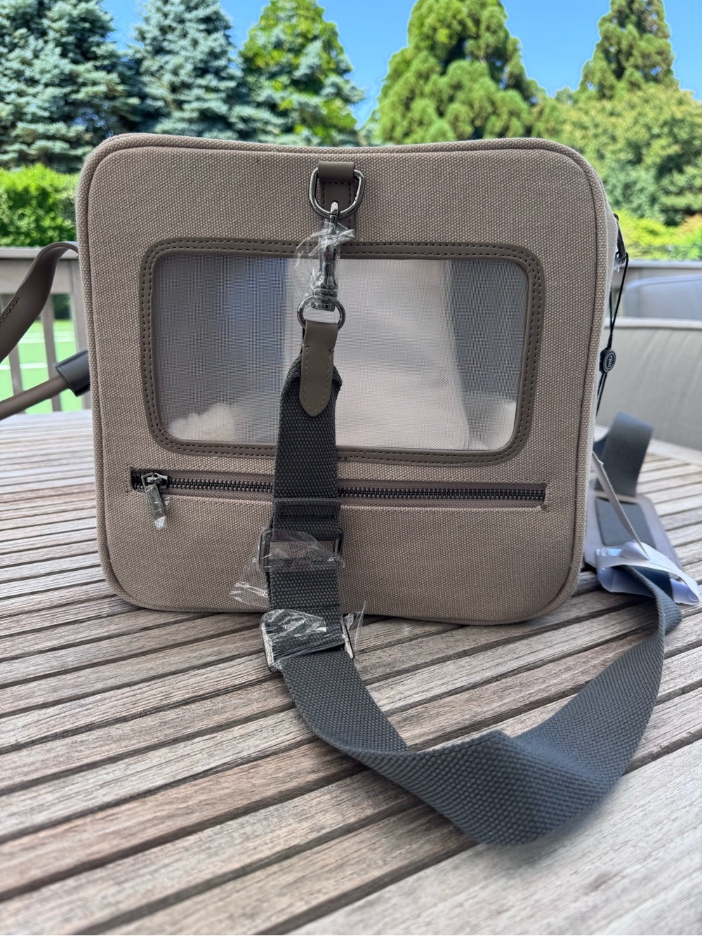 Neutral Taupe Pet Carrier Bag with Clear Window - Dog or Cat Travel Bag NWT